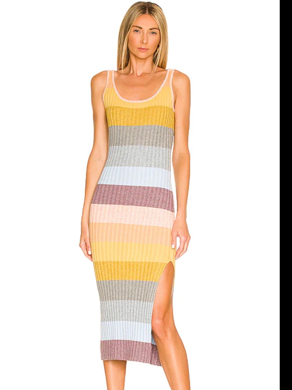 Striped Emsey Midi Tank Dress in Pastel Multi
